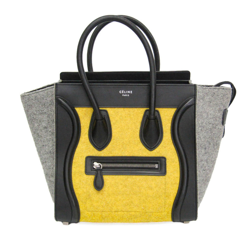 Celine Luggage Micro Shopper Women's Leather,Felt Handbag Black,Gray,Yellow